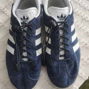 Adidas Men's Dark Blue and White Sneakers